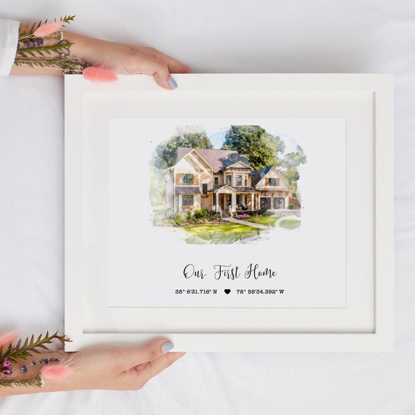 Custom House Watercolor Print, Custom Home illustration, Personalized Building Portrait, Home Portrait Housewarming Gift, First Home Gift