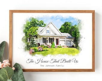 Realtor Closing Gift, Custom House Portrait, House That Built Us gift for parents, Home Watercolor Print, Housewarming Gift, First Home Gift