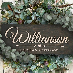 Customized Latitude Longitude Wood Coordinate Sign Nautical Wood Decor Personalized GPS Sign  Home Decor Wall Signs