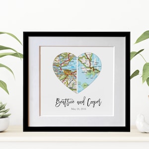 Personalized map, Heart map print, Anniversary gift, Map print, Custom wedding gift, Couples Map Gift , Map Art, Engagement gift