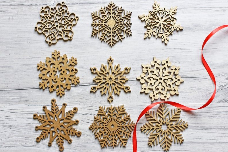 Black Friday Christmas Wooden Snowflake Ornaments Wood Etsy
