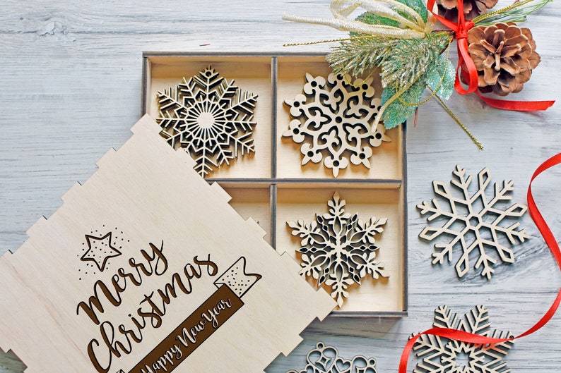 Black Friday Christmas Wooden Snowflake Ornaments Wood Etsy