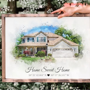 Custom Watercolor House Portrait, Watercolor Cottage, First Home Gift, Home Portrait, Realtor Closing Gift, Housewarming Gift,  Moving Gift