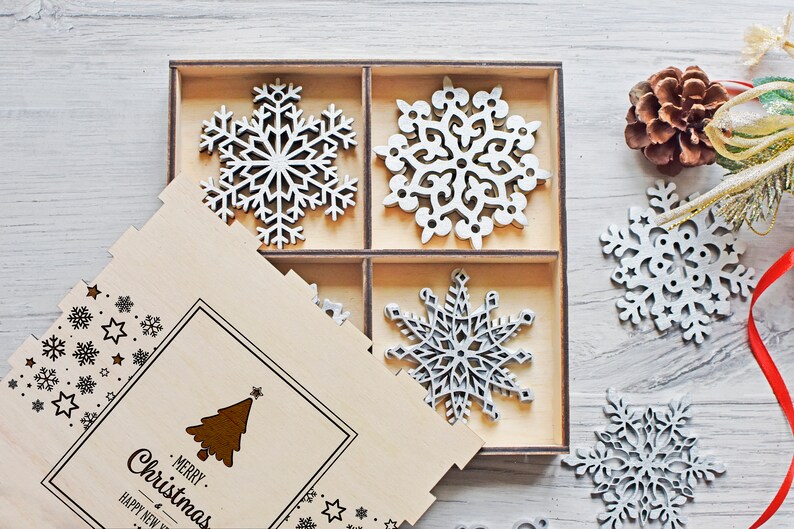 Black Friday Christmas Wooden Snowflake Ornaments Wood Etsy