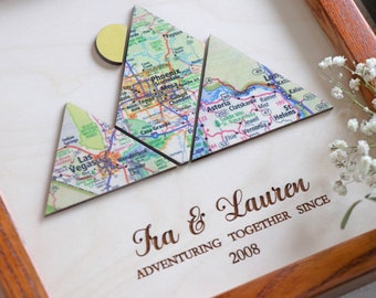 Mountain Wall Art, Wanderlust Gift, Anniversary Gift For Couple, Anniversary Gift For Parents, Adventure Map Gift, Travel Map Print
