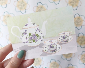 Note Cards – “Afternoon Tea” – 3.5 x 5” Linen with Envelopes