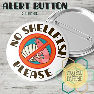 No Shellfish 2.5" Round Button - Food Allergy Awareness