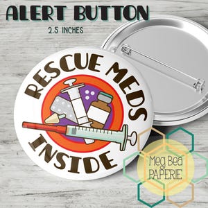 Bouton rond intérieur de 2,5 pouces Rescue Meds - Sensibilisation à l&#39;épilepsie