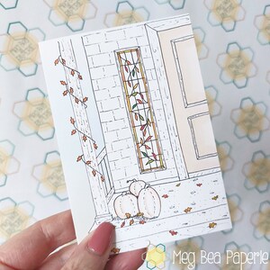 Cartes de correspondance – « Porch Pumpkins » – 3,5 x 5 pouces avec enveloppes