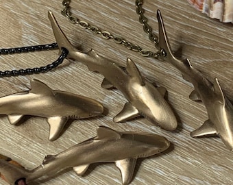 Shark, Shark Necklaces, Grey Reef Shark Pendants, Bronze Shark Jewelry, Men and Womans Nautical Jewelry, Ocean Sea Jewelry, Pendants