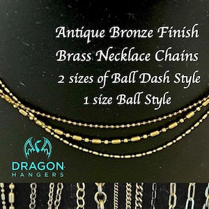 Cadena de collar de latón antiguo con acabado en bronce: estilo bola, bola/guión. Longitudes personalizadas.
