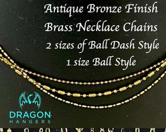 Antike Messing Bronze Halskette Kette: Ball, Ball / Strich-Stil.  Benutzerdefinierte Längen