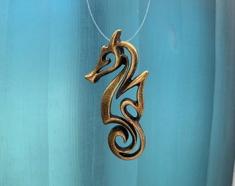 Seahorse Necklace | Seahorse Jewelry | Sea Horse Pendant Brass, Seahorse Gifts, Men or Women Jewelry, Ocean Gifts, Nautical Jewelry