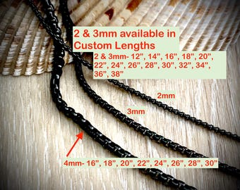 Black Box Necklace Chain: Stainless Steel Men's Chain (2mm-4mm)