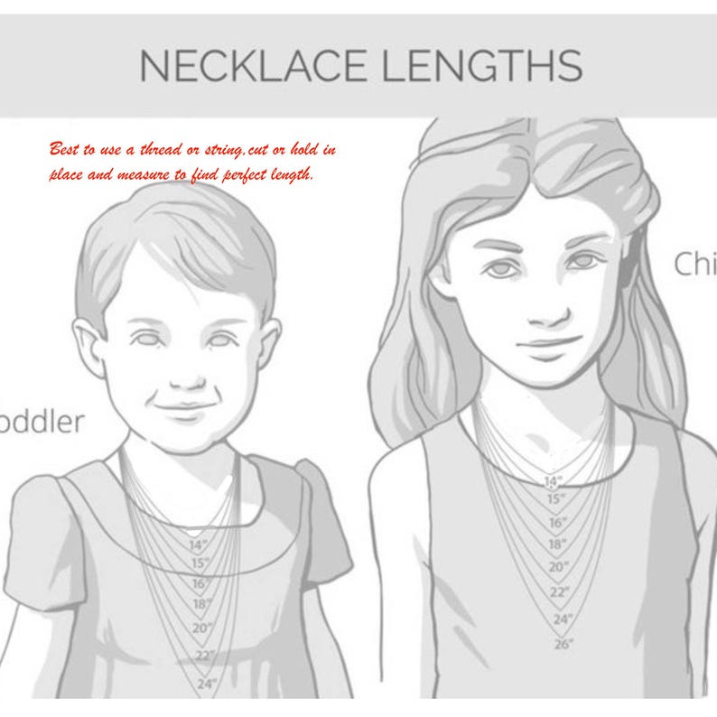 Childrens Chain Necklace common lengths.  Measure before ordering. Gift for Christmas, Birthday, Anniversary Or other Holiday.