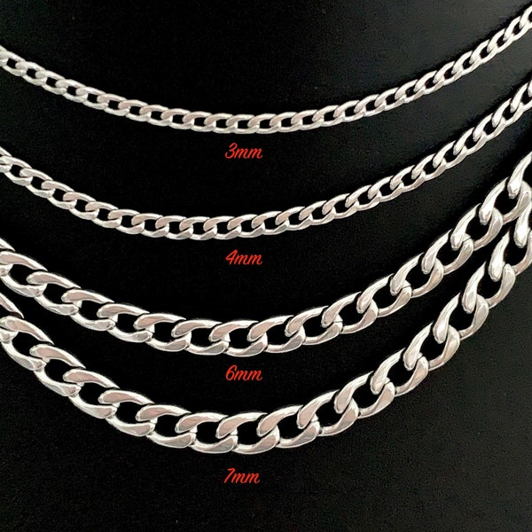 Waterproof Cuban Link Chains, Stainless Steel Chain Necklaces for Men, Necklace Chains for Women, Mens Cuban Link, Fashion Necklaces for Men