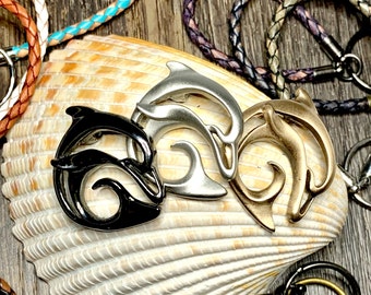 Dolphin Key Chain: Pewter, Hematite, or Bronze Design, also available in a Necklace