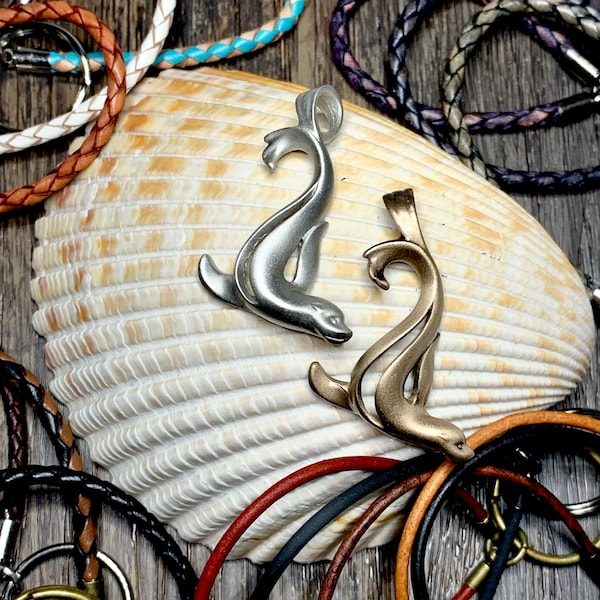 Sculpted Sea Lion Keychain: Pendant Only offered, Pewter or Bronze, Sea Life Jewelry