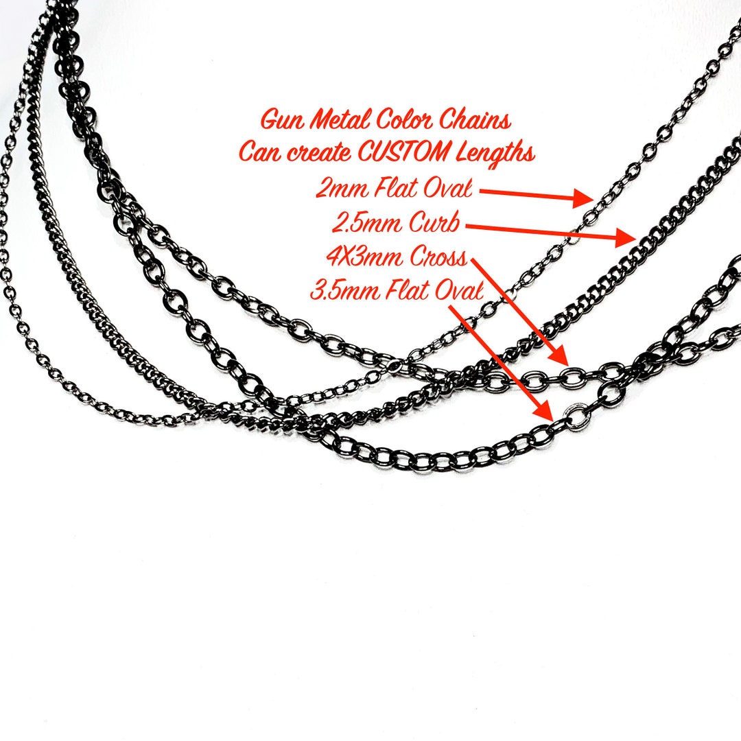 Black Link Chain, Black Link Necklace, Mens Black Chain, Gun Metal