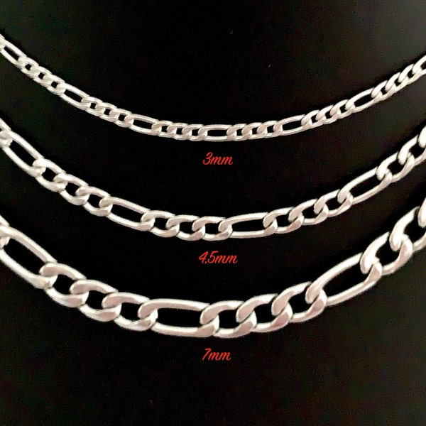 Figaro Chain, Mens Figaro Chain, 316L Stainless Steel Chains, Stainless Steel Figaro, 3mm, 4.5,  7mm Figaro Chain, 7mm Chain, Christmas gift