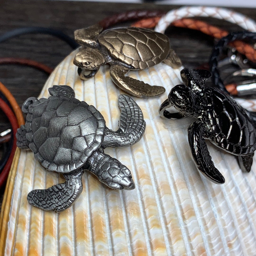 Sea Turtle Pendant Key Chain: Handcrafted Pewter, Bronze, Hematite - Etsy
