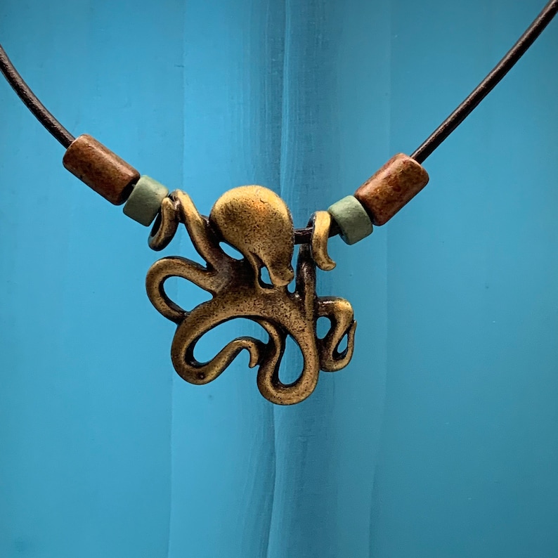 Octopus Pendant Octopus Necklace Mens Octopus Necklace Husband Gift Unisex Octopus Jewelry Sailor Mens Pendant With Chain