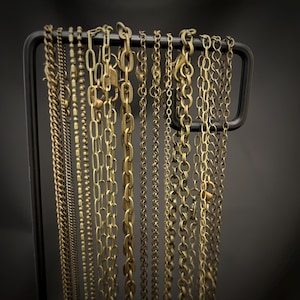 Antique Bronze Chain in several Link Size and Design. Made in Any Length.  Some Soldered, Lobster Clasp, Perfect Chain for Pendant and Gift