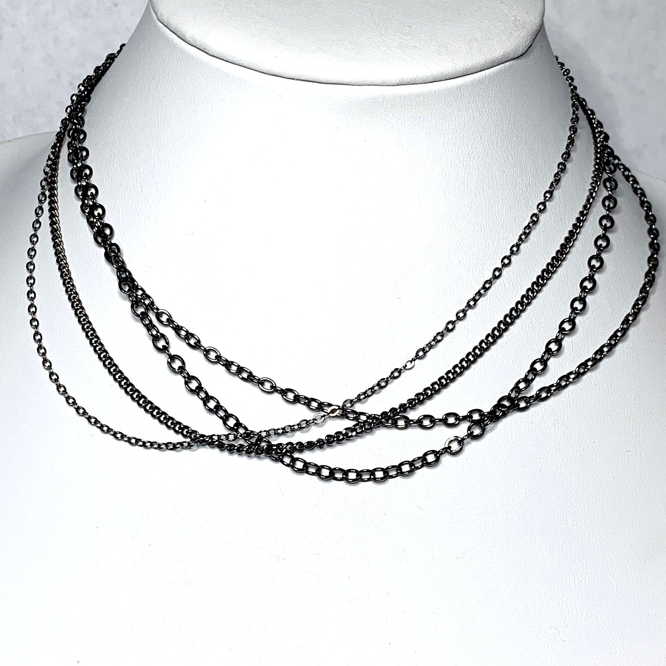 Black Link Chain Black Link Necklace Mens Black Chain Gun Etsy UK