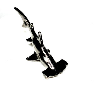 Hammerhead Necklace | Shark Hematite Hammerhead Pendant for Mens or Women&#39;s Gift to remember  Sea Life. Realistic Hammerhead for Ocean Lover
