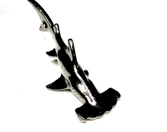 Hammerhead Necklace | Hematite Hammerhead Shark, Mens Gift or Women's Gift with Nautical | Ocean Necklace Design | any Chain Length