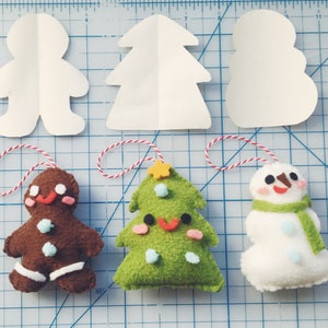 Little Ornament Tree Gingerbread Snowman Cute Plush Toy Sewing Pattern PDF - Holiday Winter Crafts DIY