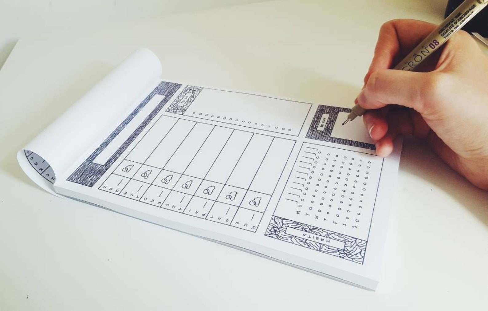 Weekly Desk Planner Notepad 50 Sheets of Handillustrated Etsy