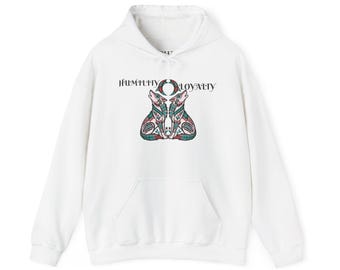 Skull Ram Rose Illustration Hoodie | Humility & Loyalty Text