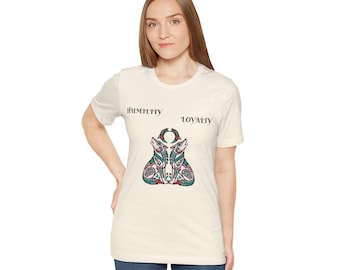 Humility Loyalty Fox Crest t-shirt | Celtic fox illustration, symmetrical design