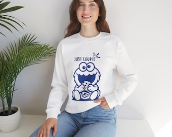 Cookie Monster Illustration Crewneck Sweatshirt | Just Cookie Graphic