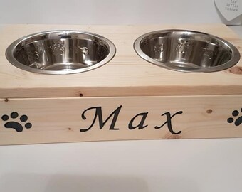 Personalised Raised Dog Feeder Pet Feeding Station Raised Etsy