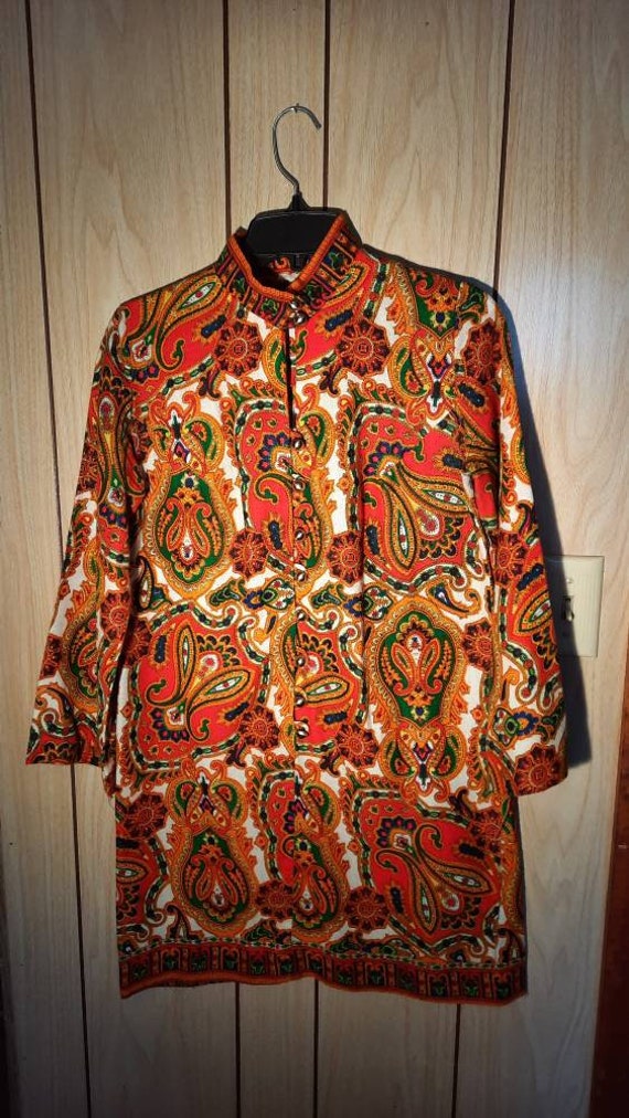 Vintage Bright Paisley Psychedelic Mini Dress