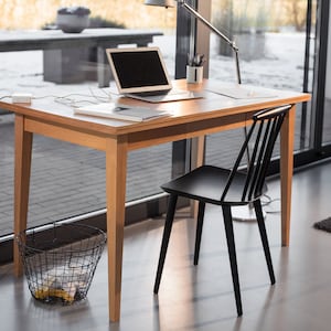 Schreibtisch aus Eiche massiv 150 cm Schreibtisch Holz REKORD Esstisch + Schreibtisch
