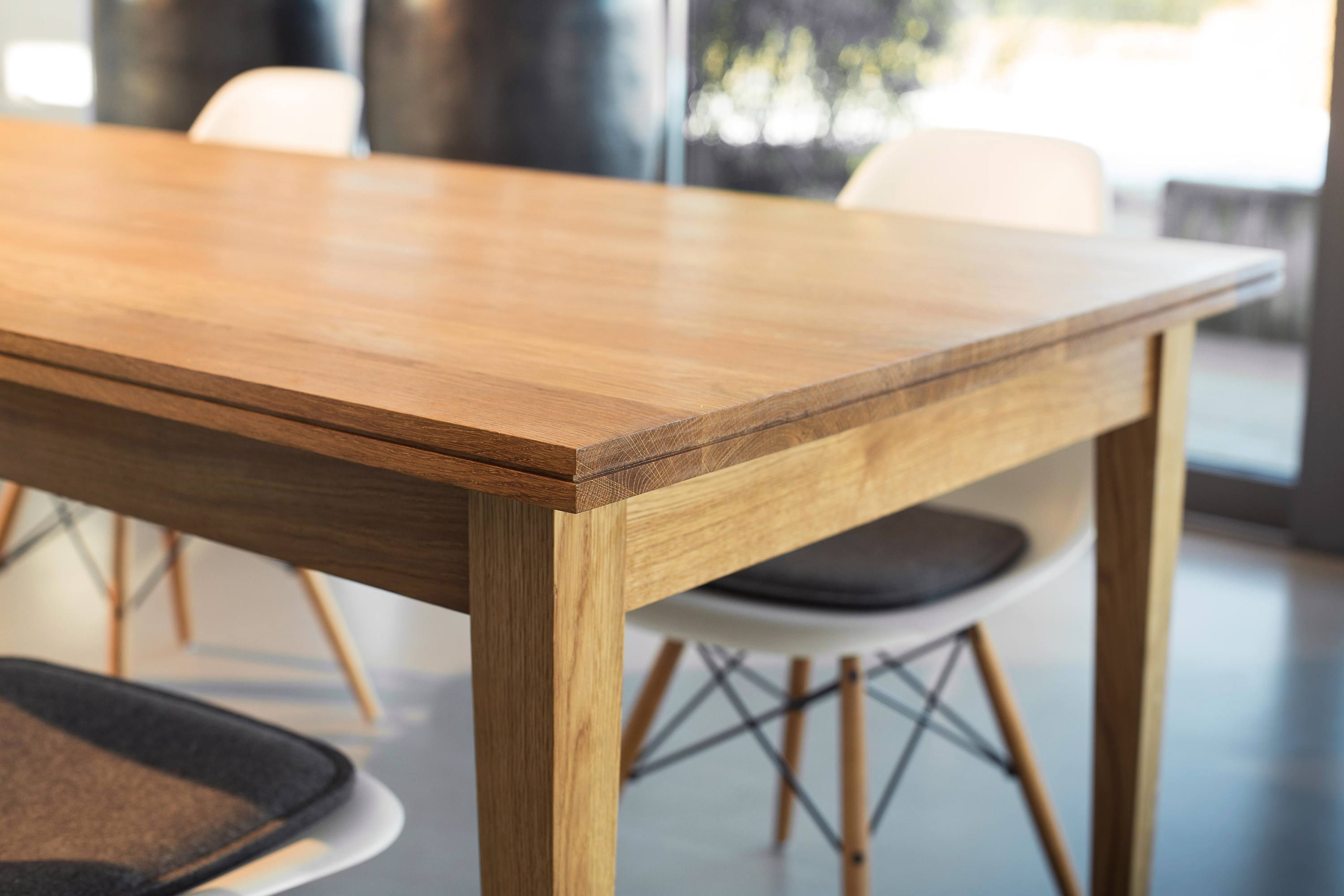 stained wood dining room table