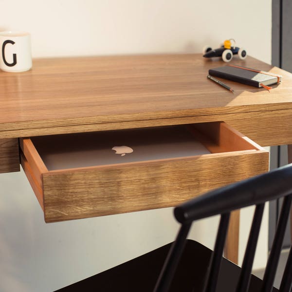 petit bureau bureau console en chêne massif meuble REKORD en bois de chêne