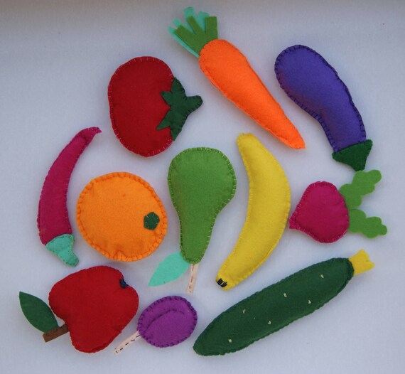 Felt fruit and vegetable set. Felt food. Felt play food. Toy Etsy