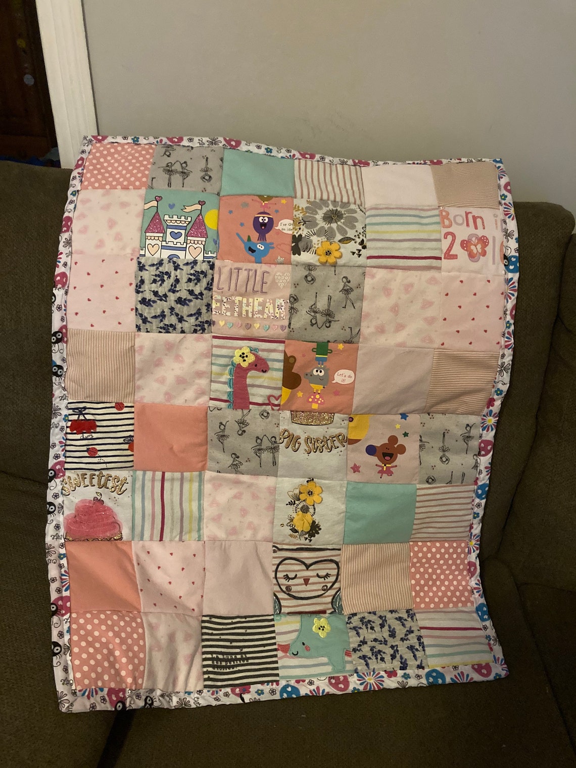 Baby memory blanket quilted custom made keepsake from babys Etsy