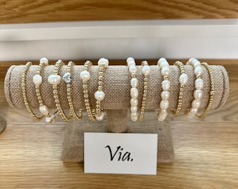 14K Gold Plated Bracelets with Pearls