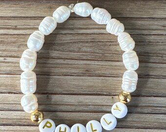 PHILLY with Freshwater Pearls and  14K Gold Plated Bracelet