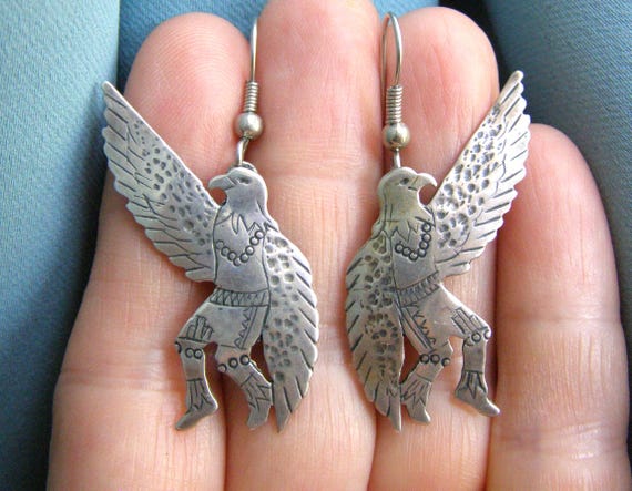 Old Pawn Hopi Overlaid Sterling Silver Dangle Earr
