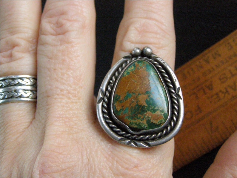 vintage old pawn navajo green turquoise ring size 7 natural royston turquoise native american sterling silver southwestern mens ring gift