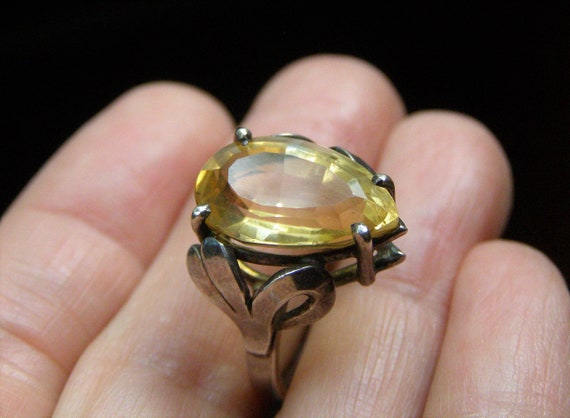 vintage mexico sterling citrine ring modernist me… - image 8