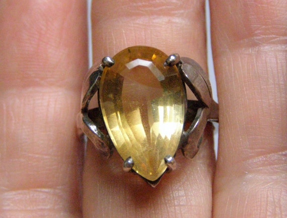 vintage mexico sterling citrine ring modernist me… - image 4