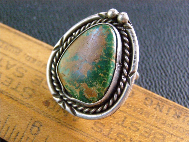 vintage old pawn navajo green turquoise ring size 7 natural royston turquoise native american sterling silver southwestern mens ring gift