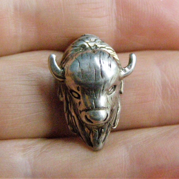 vintage navajo Glen Sandoval sterling buffalo single 3D earring signed native american southwestern jewelry solo buffalo head stud earrings